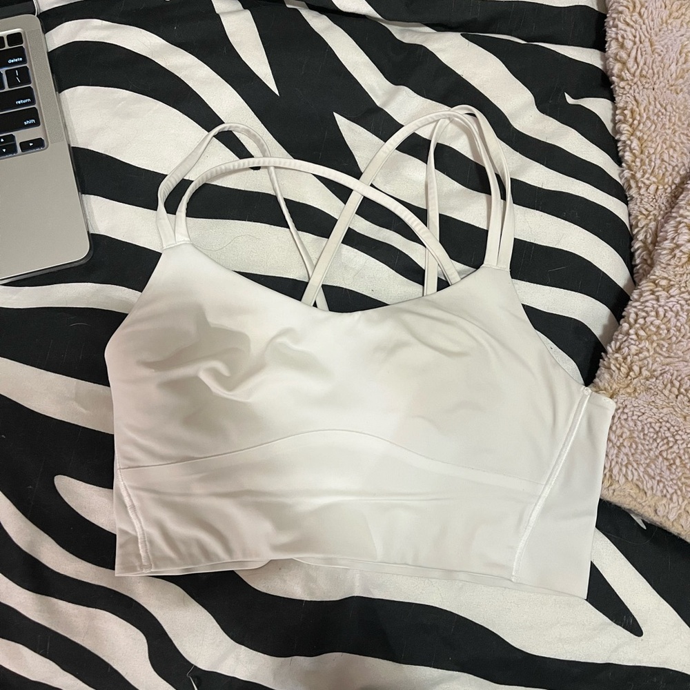 lululemon athletica white like a cloud longline bra size 6